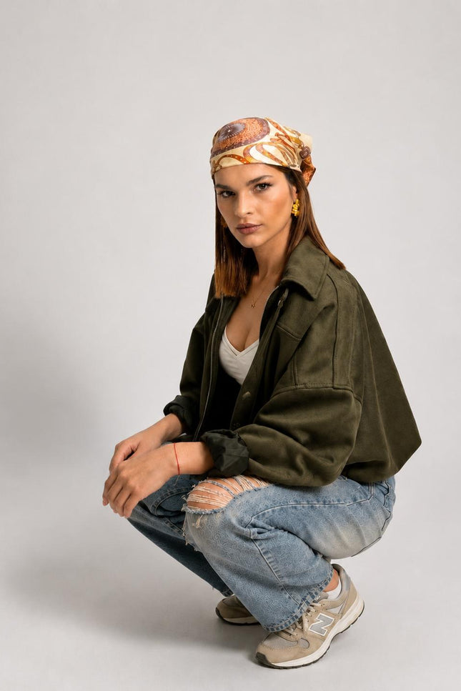 Geacă Bomber Suede Khaki