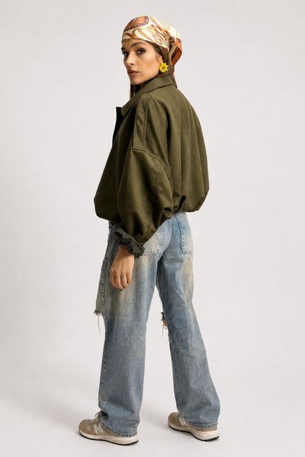 Geacă Bomber Suede Khaki