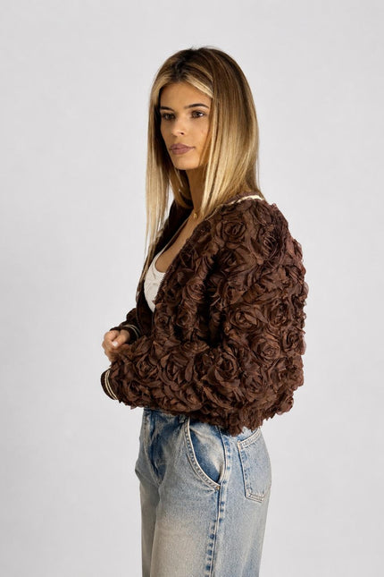 Jachetă Crop Teddy Rose