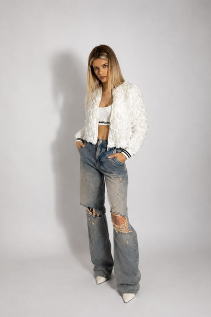 Jachetă Crop Teddy Rose
